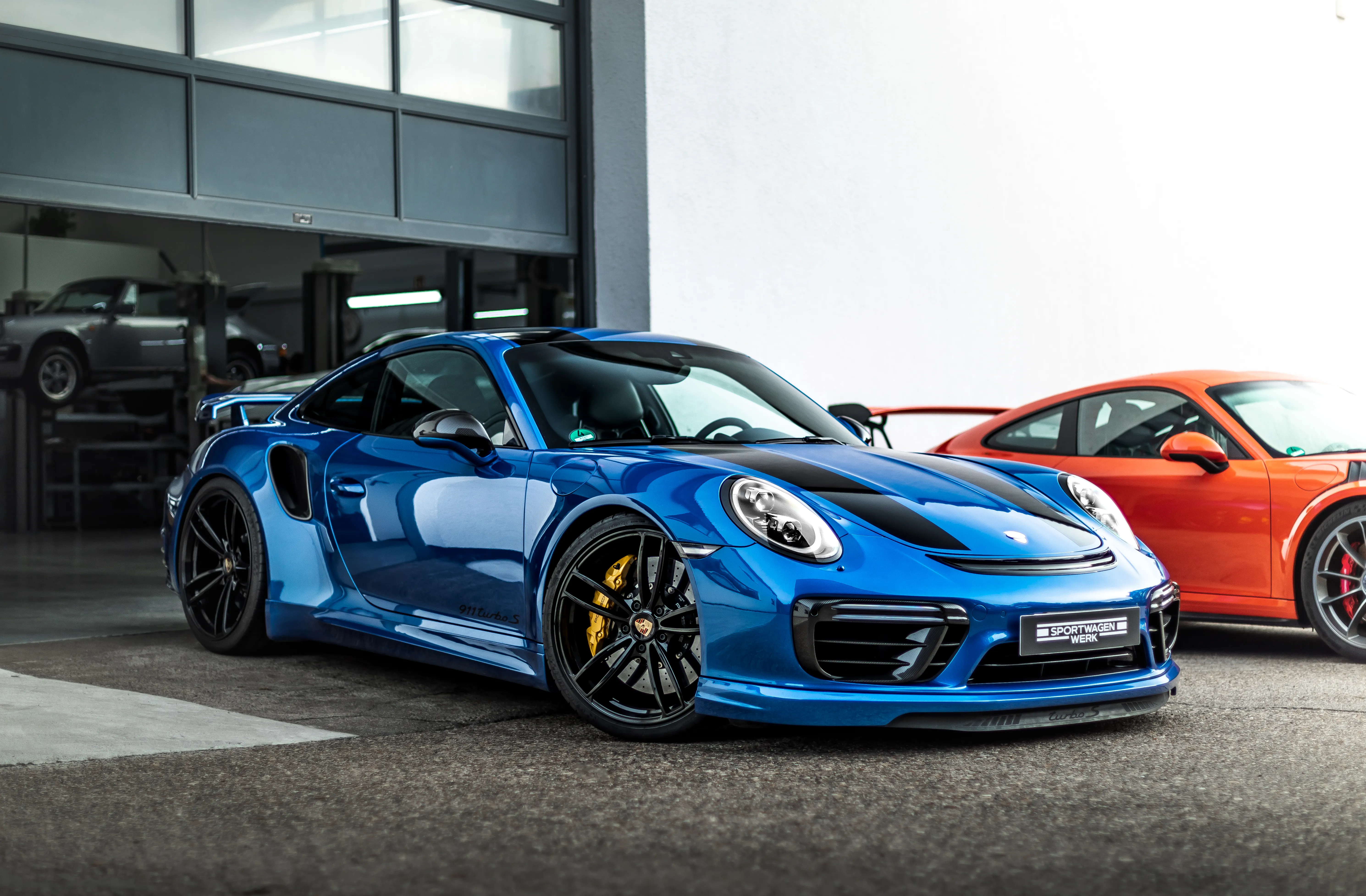 Porsche 991.2 Turbo S Techart blau nach Umbau – Werkstatt